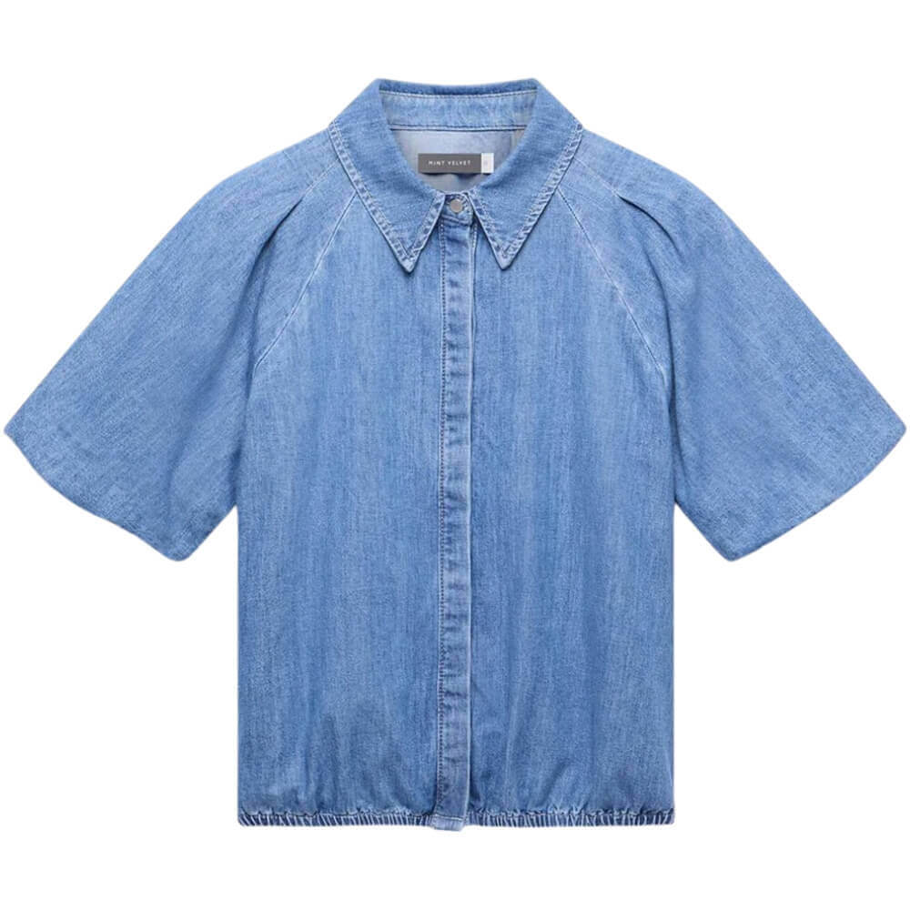 Mint Velvet Indigo Denim Puff Sleeve Shirt